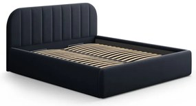Tmavomodrá čalúnená dvojlôžková posteľ s úložným priestorom s roštom 140x200 cm Juno – Windsor &amp; Co Sofas