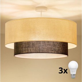 Brilagi - LED prisadený luster BOHO STYLE 3×E27/15W/230V Ø 60 cm krémový/hnedý