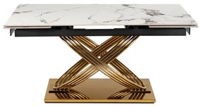 Rozkladací stôl RONNY 160–240 cm biely mramor / Zlatá