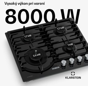 Klarstein Ignito plynová varná doska, 8 kW, liatinové rošty, časovač, regulácia teploty