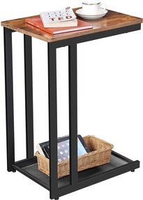 VASAGLE Stolík k posteli industriálny hnedý 48 x 65 x 35 cm