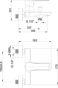 Invena Pinios, nástenná vaňová batéria, 150 mm, chrómová, INV-BW-92-001-X Leták: https://cloud.invena.pl/s/nnXaZKg3crBrRkz/download?path=%2FPliki%20do%20strony%20www%2FBW-92-001-X/Inne/BW-92-001-X-ulotka-ENG…