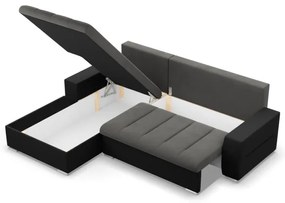 Rohová rozkladacia sedačka AURORA ľavá tmavosivá / čierna
