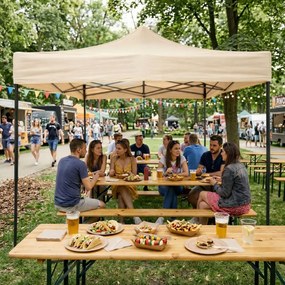 MultiGarden Záhradný samorozkladací stan s baldachýnom 3x3m - béžová MultiGarden