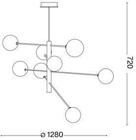 Ideal Lux - LED Luster na tyči EQUINOXE 8xG4/2W/230V pr. 128 cm mosadz/číra