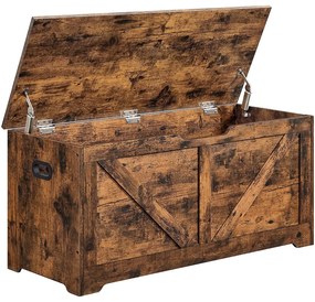 Lavica s veľkým úložným priestorom, truhlica, vidiecky štýl, 40 x 100 x 46 cm, vintage hnedá
