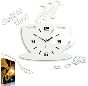 Nástenné hodiny Coffee biele