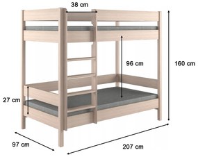LU Diego Pred poschodová posteľ - dub bielený Rozmer: 200x90