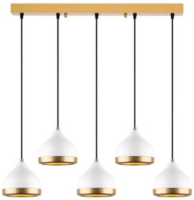 Luster na lanku YILDO 5xE27/40W/230V biela/zlatá