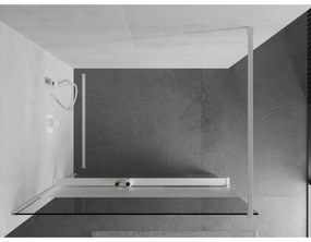 Mexen Kioto+, sprchová zástena Walk-In s poličkou a vešiakom 70 x 200 cm, 8mm číre sklo-námraza, biely profil, 800-070-121-20-35