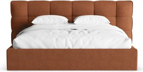 Čalúnená dvojlôžková posteľ s úložným priestorom s roštom 140x200 cm v tehlovej farbe Eric – Micadoni