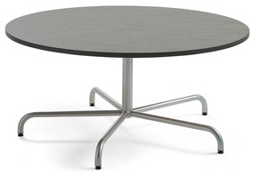 Stôl PLURAL, Ø1300x600 mm, linoleum - tmavošedá, strieborná