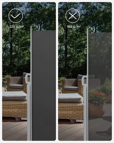 Bočná výsuvná markíza na balkón, terasu a záhradu 300 x 160 cm, dymovo šedá