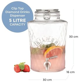 Kilner Sklenený súdok s kovovým kohútikom Diamond 5 l