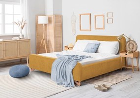 Posteľ Flamingo 180x200 cm, žltá štruktúrovaná tkanina
