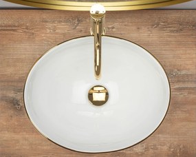 Rea Sofia umývadlo, 41 x 35 cm, biela / zlatý okraj, REA-U3287