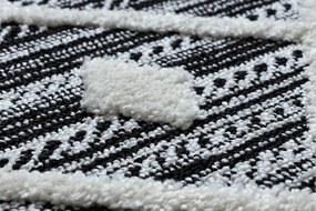 Koberec MAROC P662,  čierno-biely, vzor diamant,Marocký Shaggy