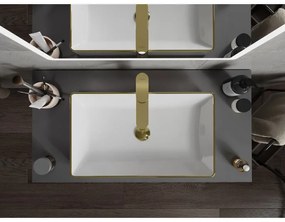 Mexen Nadia, umývadlo na dosku 620x355x115 mm, biela-zlatý okraj, 21616005