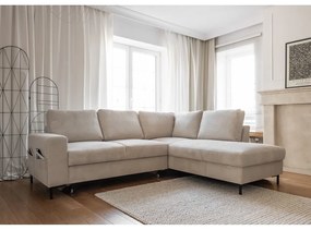 Béžová menčestrová rozkladacia rohová pohovka (pravý roh) Lofty Lilly – Miuform