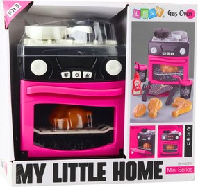 LEAN Toys Detská kuchynka s rúrou, potravinami, svetlami a zvukmi, ružová