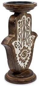 Drevený svietnik Hamsa ruka fatimy 24cm