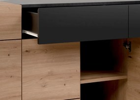 Široká komoda so zásuvkami Nola, dub artisan/čierna