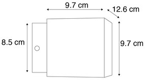 Dizajnová nástenná lampa čierna/zlatá vrátane LED - Caja