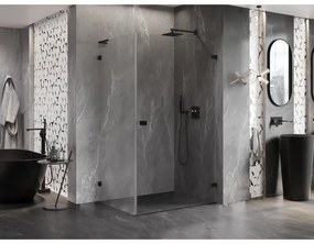 Mexen Lunar-B L pravý výklopný sprchový kút 75 x 70 cm, číre sklo, čierna matná, 832L-075-070-66-00-P