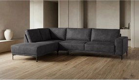 Antracitová rohová pohovka z imitácie kože (ľavý roh) Copenhagen – Scandic