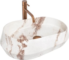 Rea Zoe Travo, umývadlo na dosku 590×380×170 mm, béžová / ecru imitácia kameňa matná, REA-U3540