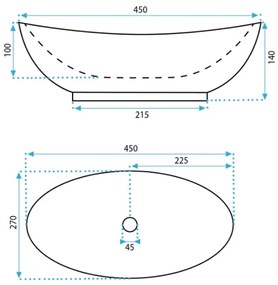 REA-U6802 - Umývadlo na dosku KATE 27x45 cm keramika/lesklá biela