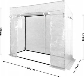 Garden Line Biely skleník na paradajky 200 x 77 x 168/146 cm