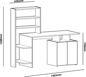 Pracovný stôl Melis Walnut and White