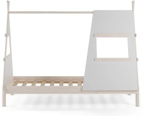 Krémovobiela domčeková detská posteľ z borovicového dreva s roštom 90x200 cm Enola – Marckeric