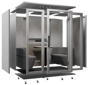 Akustická kancelárska kabína INBOX pre 4 osoby 2200 × 2200 × 1220 mm