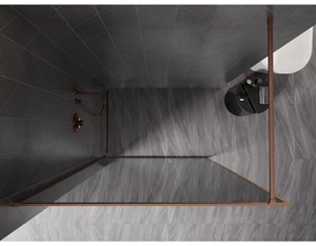 Mexen Kioto-F, sprchová zástena s rámom 70 x 202 cm, 8 mm šedé sklo, profil medená matná, 800-070-104-65-40