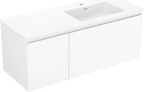 Mexen Orio, kúpeľňová skrinka 120 cm s pravým umývadlom Otis, 1S, 1D, biela matná, 91A13-12047-3-BBFF01-W18P01
