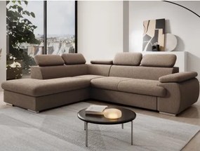 Rohová sedacia súprava Viera, svetlo hnedá látka, ľavý roh%