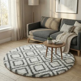 Protišmykový koberec DECOR biely / sivý kruh