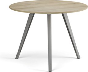 Konferenčný stôl PRIMO ZEN, priemer 100 cm, sivostrieborná podnož, dub prírodný