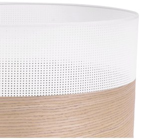 Závesné svietidlo Wood, 1x béžová dubová dýha/biele PVC tienidlo, (fi 35cm)