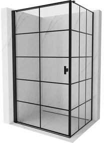 Mexen Mist-B, 1-krídlový výklopný sprchový kút, ľavý, 80 x 95 cm, číre sklo-čierna mriežka, 8A2T-080-095-70-77-L