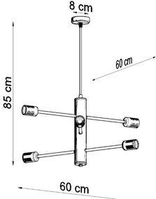 Luster Duomo 6, čierne telo svietidla