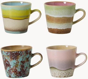Ručne vyrobené hrnčeky's reaktívnou glazúrou 70's, 4 ks