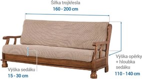 Super strečové poťahy NIAGARA oriešková trojkreslo s drevenými rúčkami (š. 160 - 200 cm)