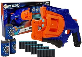LEAN TOYS Pištoľ na penové náboje s otočným zásobníkom modro-oranžový