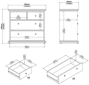 Sivá nízka komoda 96x87 cm Paris – Tvilum