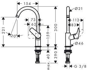 Hansgrohe Logis, páková umývadlová batéria 210, s otočným výtokom, chrómová, 71131000