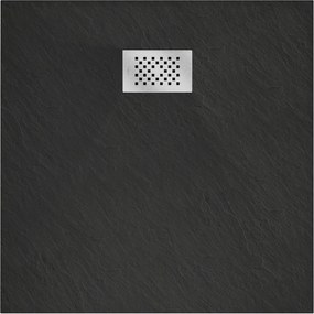 Mexen Hugo, štvorcová sprchová vanička SMC 70 x 70 cm, čierna, oceľová krytka, 42707070-X