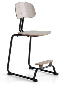 Školská stolička YNGVE, lyžinová podnož, anthracite, jaseň, V 610 mm